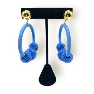 Kate Spade Beaded Blue Hoop Post Earrings